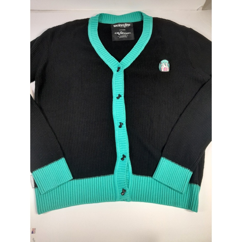 We Love Fine Crypton Hatsune Miku Vocaloid Boyfriend Sweater Cardigan Women XL
